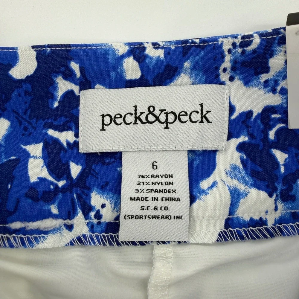 Peck & Peck Womens Blue White‎ Graphic Reef Print Golf Skort Size 6 NWT 70491IST